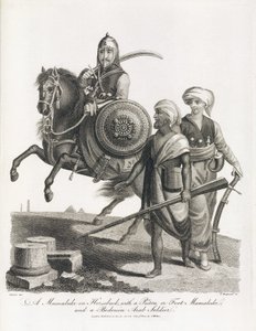 Caballero mameluco y soldados de la infantería mameluca y beduina, en 1804 de Unbekannt