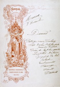 Anuncio de champán en un menú, siglo XIX de Unbekannt