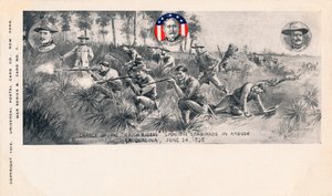 Carga de los Rough Riders sobre los españoles en emboscada, La Quasina, 24 de junio de 1898, c1900 de Unbekannt
