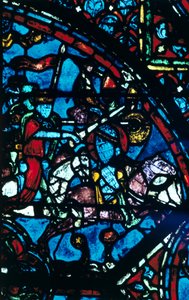 Carlomagno lucha contra los sarracenos, vidriera, Catedral de Chartres, Francia, c1225 de Unbekannt