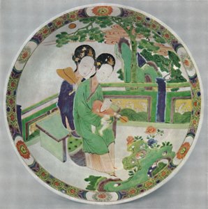 Plato de porcelana china, Famille Verte. Período de Kang Hsi, 1662-1722, 1928 de Unbekannt