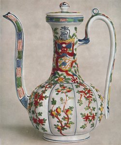 Jarra de Porcelana China con Decoración de Cinco Colores. Periodo de Wan Li, 1573-1619, 1928
