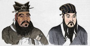 Retratos chinos de Confucio y su gran seguidor Mencio, 1907