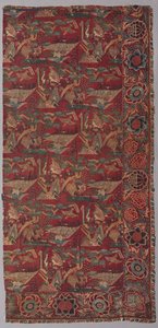 Cubrecama o colgante de chintz con un patrón inspirado en Japón, mitad derecha, primera mitad del siglo XVIII de Unbekannt