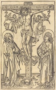 Cristo en la cruz con ángeles, c. 1490 de Unbekannt