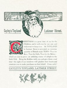 Anuncio de Navidad para Cayleys Toyland, 1917