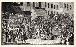 Mercado navideño en Berlín, 1776 de Unbekannt