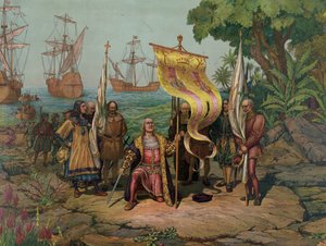 Cristóbal Colón (1451 - 1506) reclamando el 