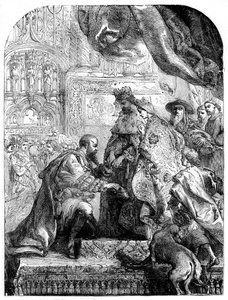 Cristóbal Colón recibido por Fernando e Isabel en Barcelona, c1490s, 1872 de Unbekannt