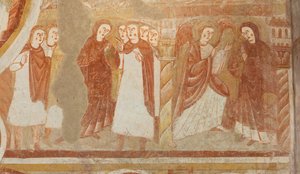 Iglesia (Église Saint-Martin). Interior. Pinturas murales (fresco). Pared oeste de la nave. (detalle) de Unbekannt