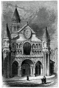 Iglesia de Notre Dame de la Grande, Poitiers, Francia, siglo XII, 1870
