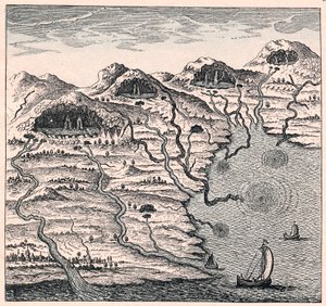 Circulación del agua entre el mar y las montañas, 1665 de Unbekannt