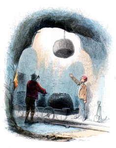 Minería de carbón: enviando cestas de carbón a la superficie de una mina, 1852 de Unbekannt