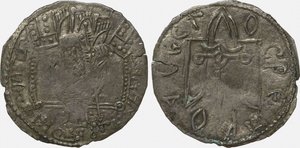 Moneda Srebrennik del Gran Duque Vladimir Svyatoslavich Reverso: Símbolo de los Rurikids, 980-1015 de Unbekannt
