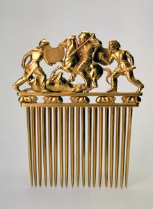 Peine con una escena de lucha, c400 a.C. de Unbekannt