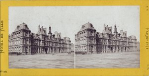 Comuna de París (1871): vista del Ayuntamiento. Fotografía anónima. Impresión en cartón Dim. 17x7 cm de Unbekannt