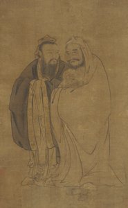 Confucio y Buda acunando un Qilin, dinastía Ming, siglo XV de Unbekannt