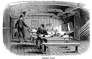 Sala de convictos a bordo del barco prisión Warrior en Woolwich, Londres, 1848 de Unbekannt