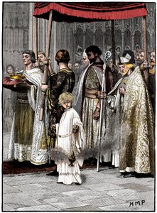 Coronación de Ricardo I en la Abadía de Westminster 1189, c1880 de Unbekannt