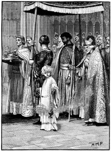 Coronación de Ricardo I en la Abadía de Westminster 1189, c1880 de Unbekannt
