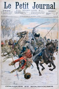 Cosacos luchando contra manchúes, Guerra Ruso-Japonesa, 1904 de Unbekannt