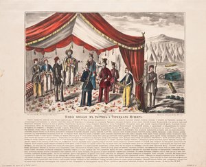 Cosacos visitando al Mushir turco después de la Batalla de Kurekdere, 1855 de Unbekannt