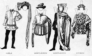 Trajes de hombres y mujeres usados en el período de Enrique V