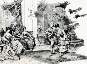 Baile de corte con traje rococó. Circa 1900 de Unbekannt