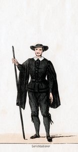 Ujier de la corte, diseño de vestuario para la obra de Shakespeare, Enrique VIII, siglo XIX de Unbekannt