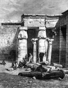 Patio con restos de una iglesia cristiana, Medinet-Habou, 1881 de Unbekannt