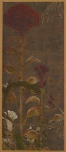 Gallos, maíz y gloria de la mañana, período Momoyama, 1568-1615
