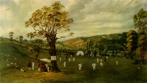 Partido de cricket entre Nottingham y Leicester, c. 1829, 1947 de Unbekannt