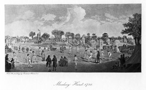 Críquet en Moulsey Hurst, 1780 de Unbekannt