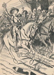 Cromwell lidera a sus Ironsides a la batalla, c. 1907 de Unbekannt