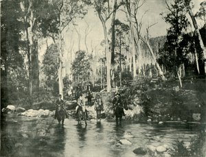 Cruzando el río, cerca de las cataratas de Buffalo, 1901 de Unbekannt