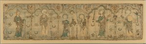 Crucifixión flanqueada por santos, británico, ca. 1270 probablemente antes de 1272