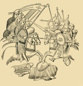 Cruzados y sarracenos en batalla, c1930 de Unbekannt
