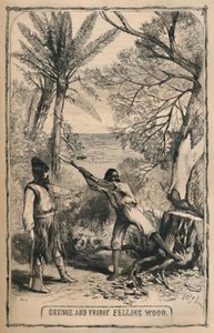 Crusoe y Viernes talando madera, c1870 de Unbekannt