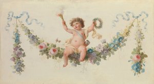 Cupido sentado en una guirnalda, 1770-90 de Unbekannt