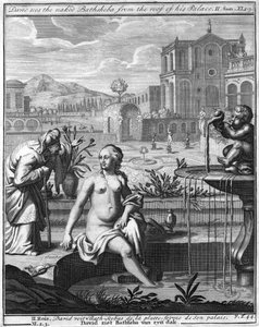 David ve a la desnuda Betsabé desde el techo de su palacio