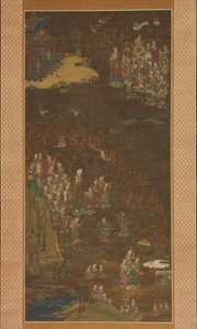 Descenso y Retorno de Amida al Paraíso Occidental con el Alma de un Creyente Gosho mandara, c. 1300 de Unbekannt