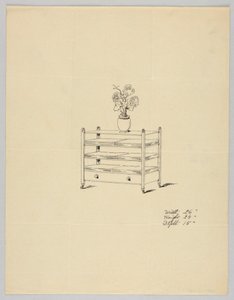 Diseño para Mesa de Tres Niveles con Jarrón y Flores, 1900-05 de Unbekannt