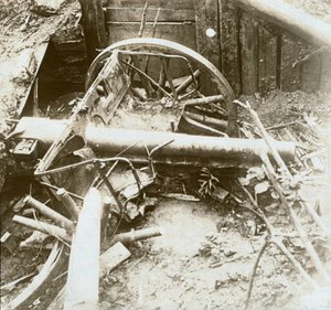 Cañón de campo destruido 7.7, Yser, Bélgica, c1914-c1918