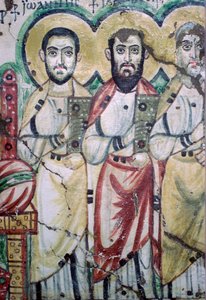 (detalle) de una pintura mural copta mostrando dos apóstoles, siglo VI de Unbekannt
