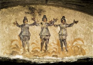 Detalle de un fresco de las Catacumbas de Priscila, siglo II o III d.C. de Unbekannt