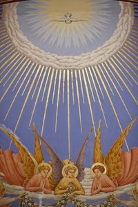 (detalle) de un fresco en la iglesia de la Visitación en Ein Kerem: ángeles, Ein Kerem, Israel de Unbekannt