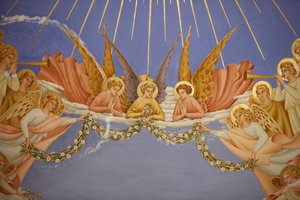 (detalle) Fresco en la iglesia de la Visitación en Ein Kerem: ángeles, Ein Kerem, Israel de Unbekannt