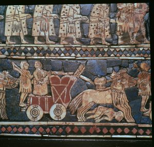 (detalle) del Estandarte de Ur, mostrando un carro de guerra sumerio, sur de Irak, alrededor de 2600-2400 a.C. de Unbekannt