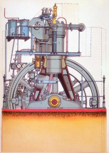 Motor diésel: motor de combustión interna inventado por Rudolph Diesel en 1897 c. 1910 de Unbekannt