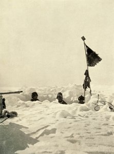 Excavando para determinar la profundidad de la nieve que cubre un depósito, c1908, 1909 de Unbekannt